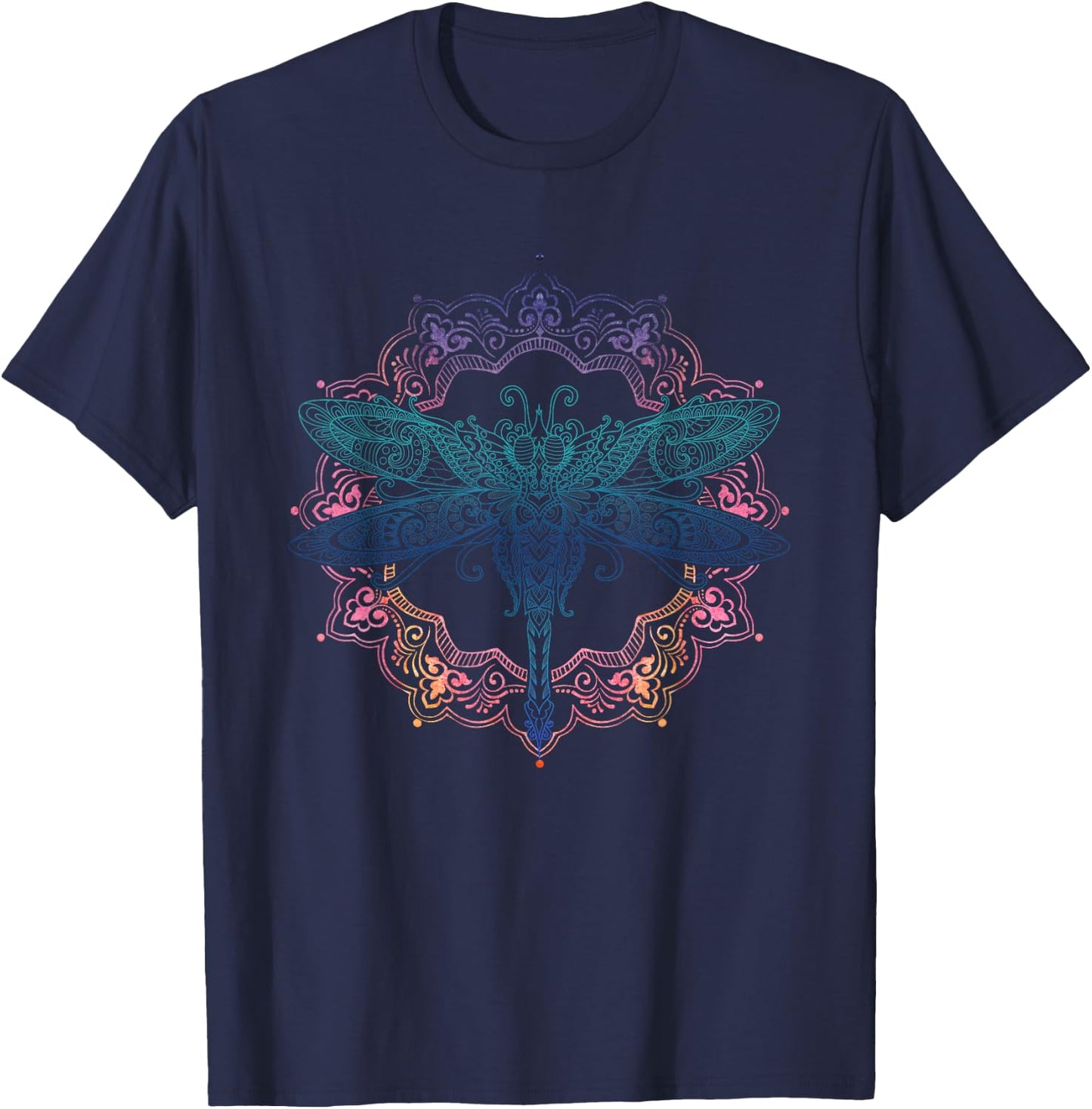 Mandala Dragonfly T-Shirt - T-Shirt | Navy