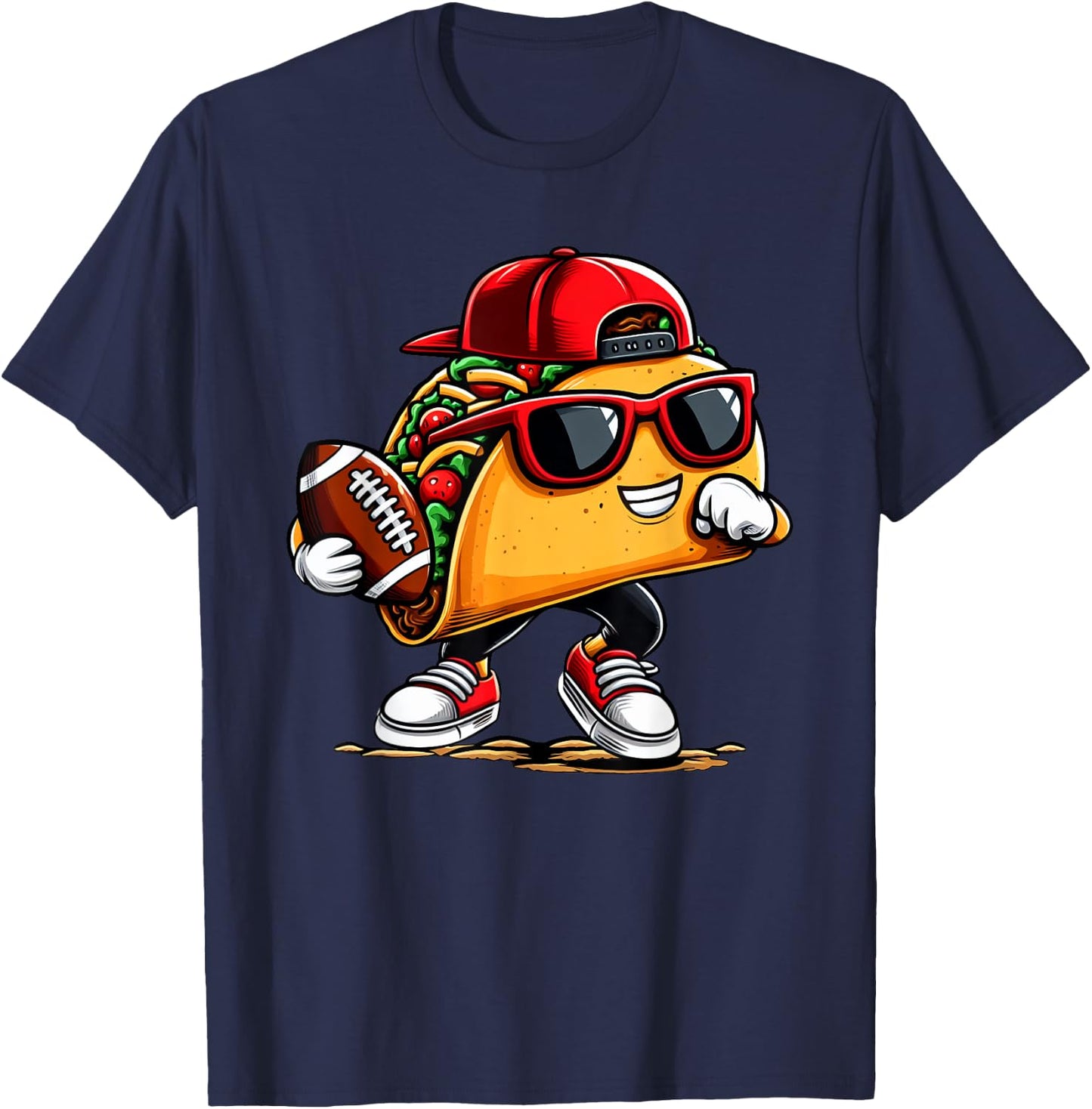 Taco Playing Football Mexican Cinco De Mayo Kids Boys Men T-Shirt - T-Shirt | Navy