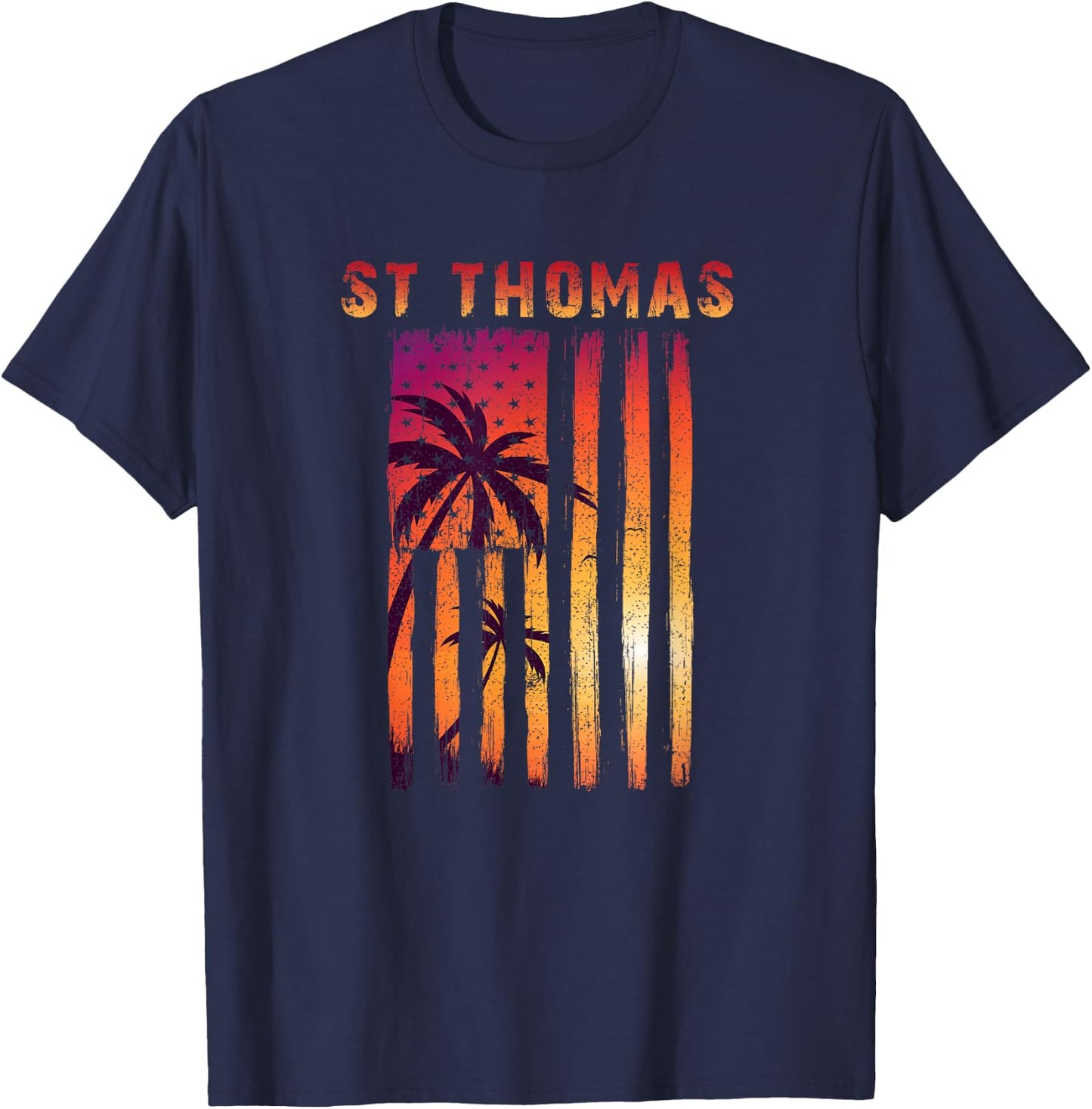 Vintage St. Thomas, US Virgin Islands Patriotic Flag Women Men T-Shirt - T-Shirt | Navy