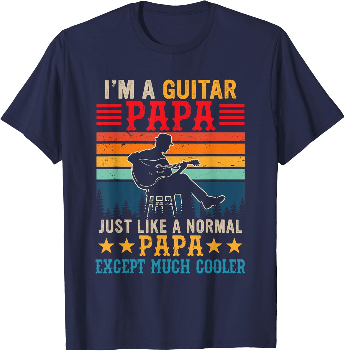 Vintage Retro I'm A Guitar Papa Definition Much Cooler T-Shirt - T-Shirt | Navy