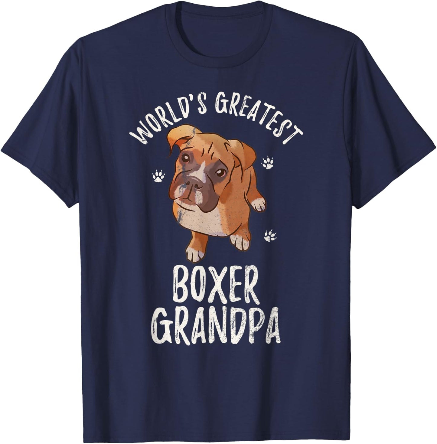 Vintage World's Greatest Boxer Grandpa Funny Puppy Pet Lover T-Shirt - T-Shirt | Navy