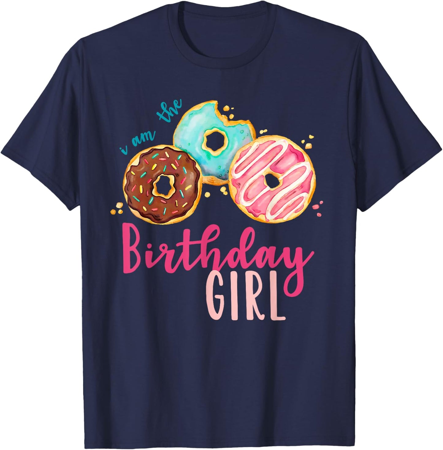 The Birthday Girl Donut Birthday Party Theme Family T-Shirt - T-Shirt | Navy