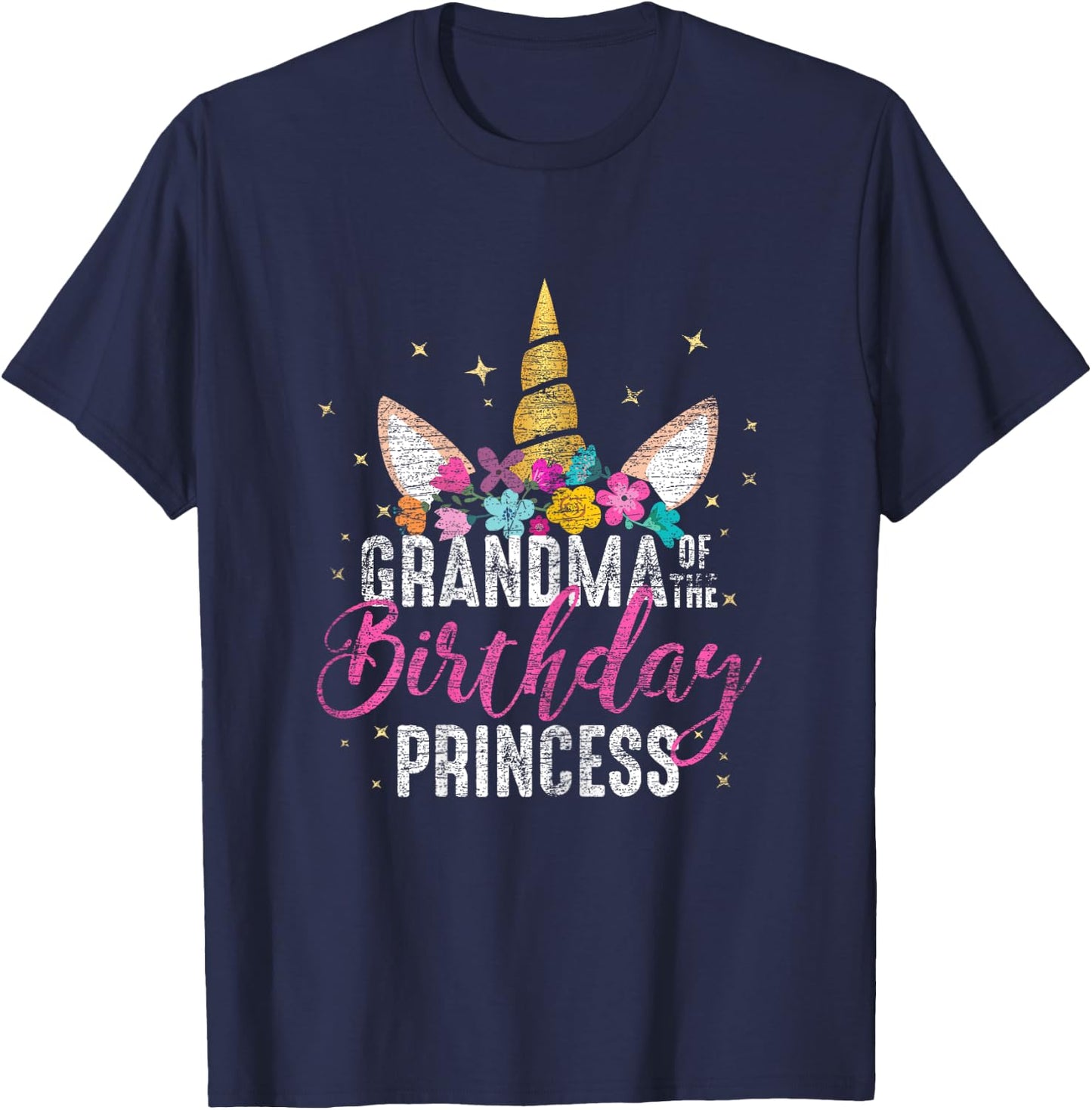 Grandma Of The Birthday Princess Gifts Unicorn Birthday T-Shirt - T-Shirt | Navy