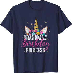 Grandma Of The Birthday Princess Gifts Unicorn Birthday T-Shirt - T-Shirt | Navy
