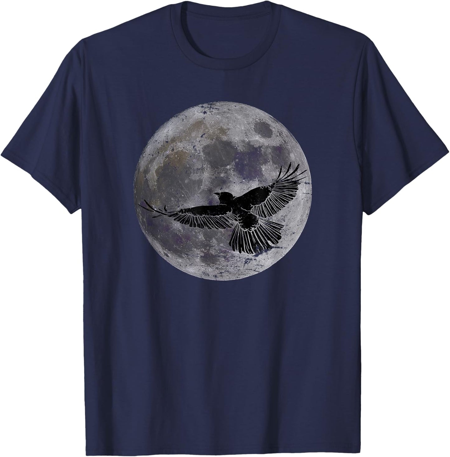 Moon Crow Gift Halloween Night Scary Bird Raven T-Shirt - T-Shirt | Navy