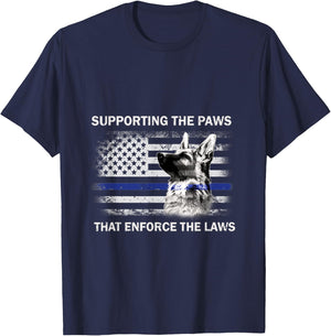 Supporting The Paws That Enforce The Laws Police Gift T-Shirt - T-Shirt | Navy