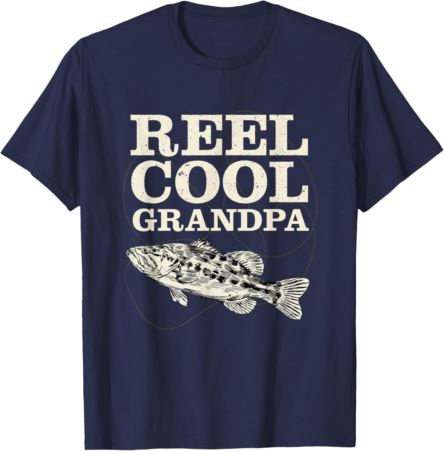 Reel Cool Grandpa Fishing Fathers Day T-Shirt - T-Shirt | Navy