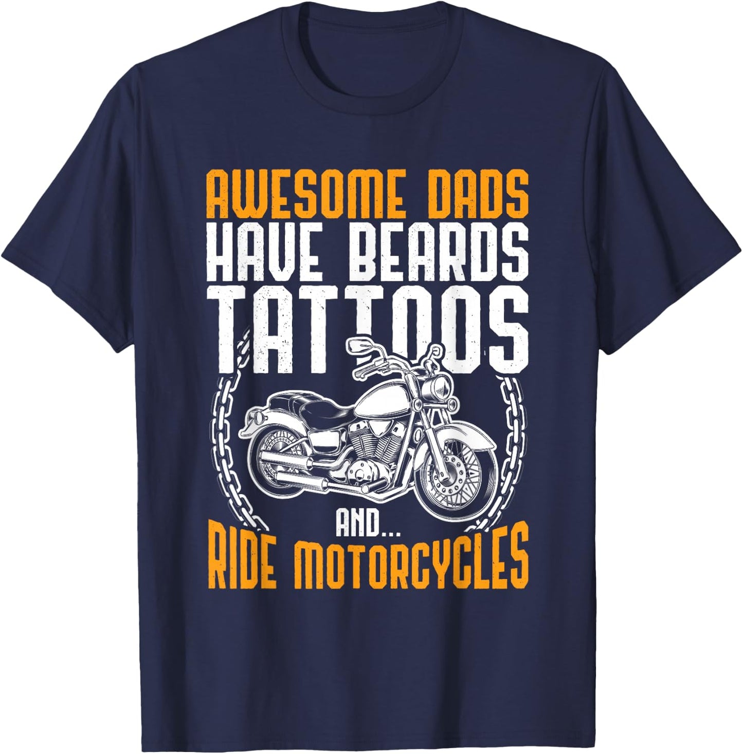 Tattooed Dad Motorcycle Funny Tattoo T-Shirt - T-Shirt | Navy