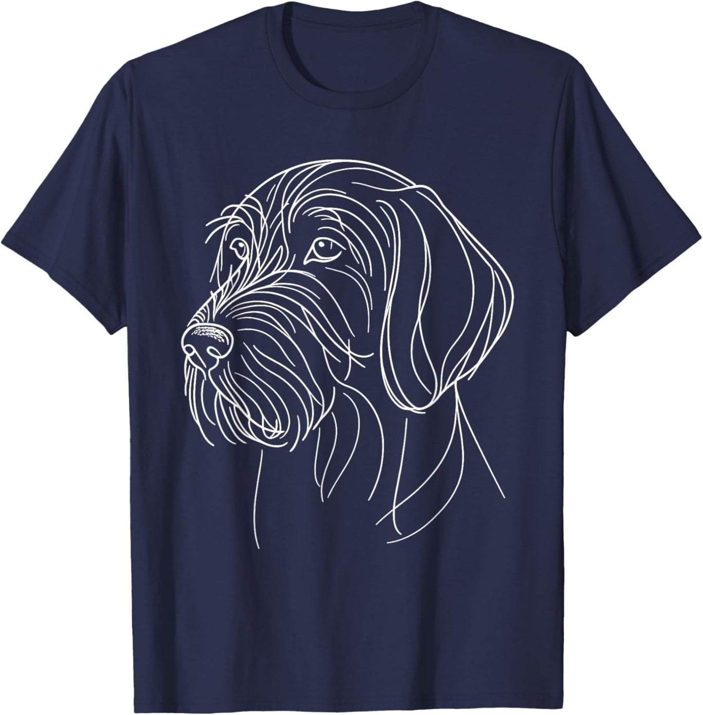 Laroli Aesthetic Art Line Art German Wirehaired Pointer , Small, Black T-Shirt - T-Shirt | Navy