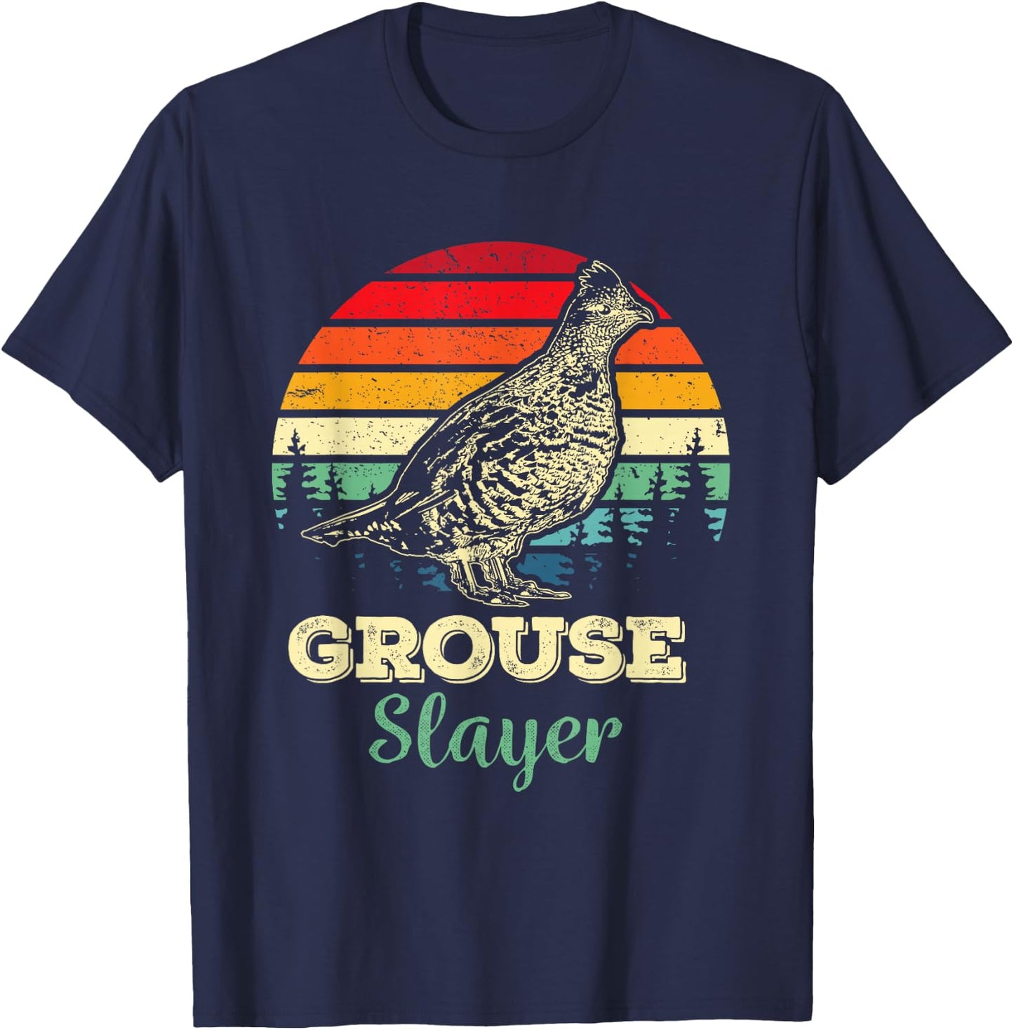 Grouse Slayer Funny Ruffed Grouse Bird Hunting Gift Hunter T-Shirt - T-Shirt | Navy