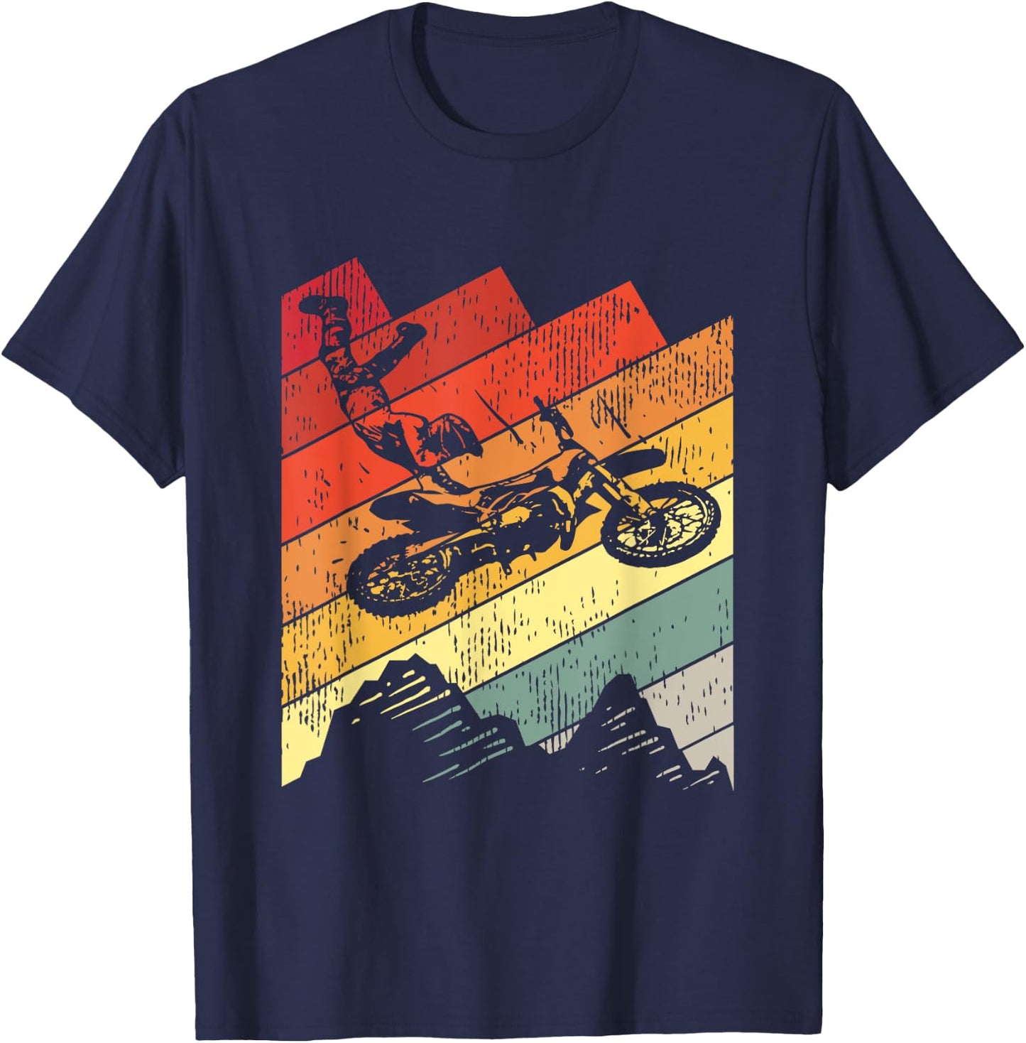 Motocross Biker Vintage Gift Racing Retro Dirt Bike T-Shirt - T-Shirt | Navy