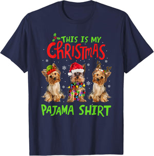 This Is My Christmas Pajama Yorkie Dog Funny Xmas T-Shirt - T-Shirt | Navy