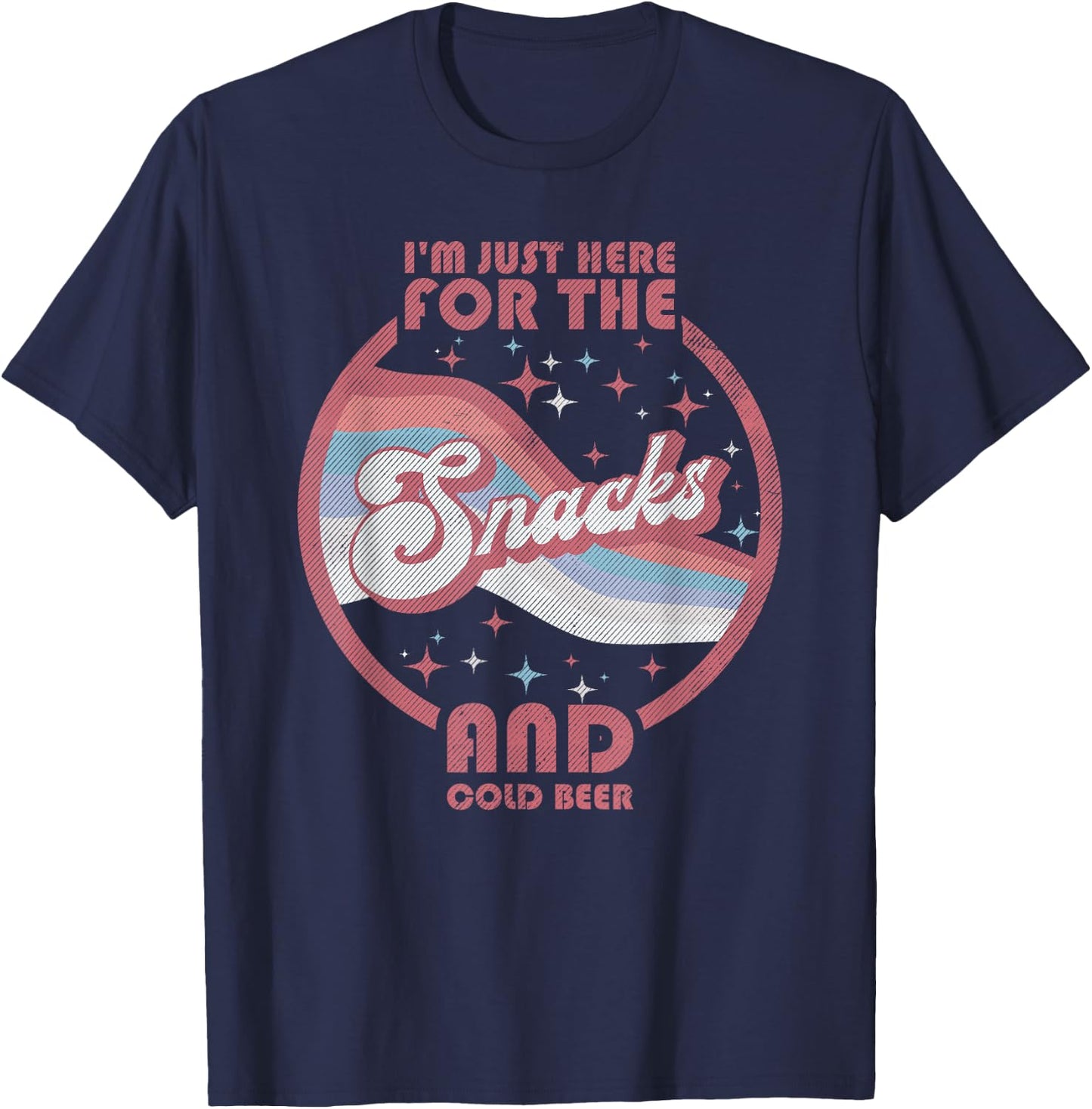 I'm Just Here For The Snacks Cold Beer Fantasy Football Meme T-Shirt - T-Shirt | Navy