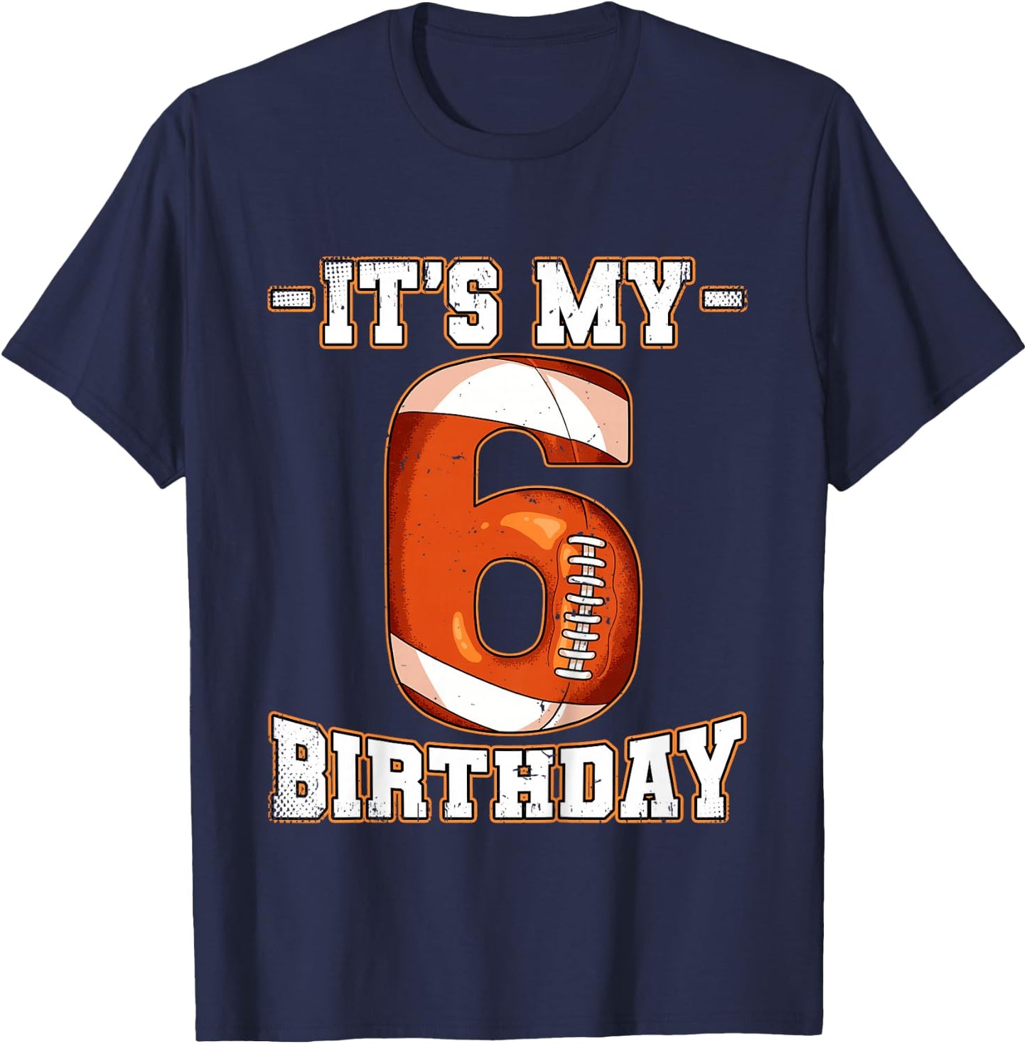 6th Birthday Football T-Shirt - T-Shirt | Navy