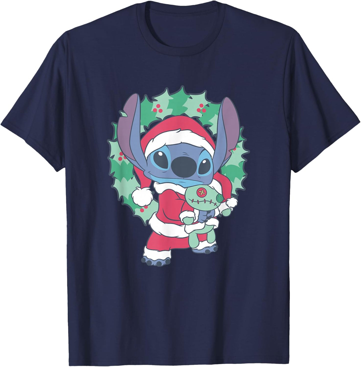 Disney Lilo & Stitch Christmas Santa Claus Stitch Portrait T-Shirt - T-Shirt | Navy