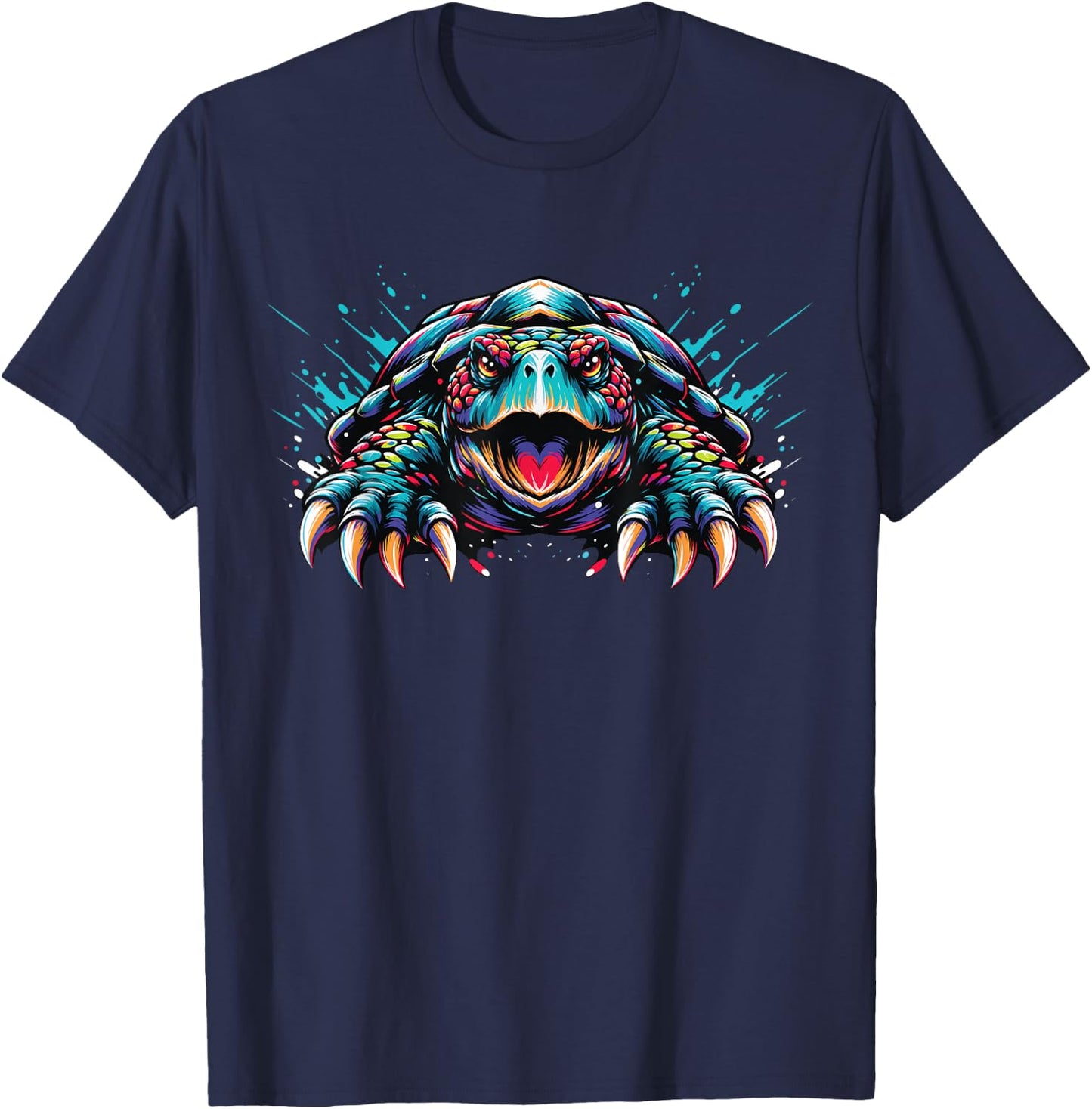Snapping Turtle Splash Art, Snapping Turtle T-Shirt - T-Shirt | Navy