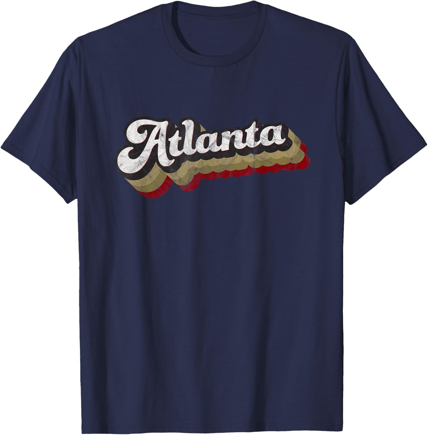 Atlanta Soccer Distressed Retro Baseball Script 404 United T-Shirt - T-Shirt | Navy