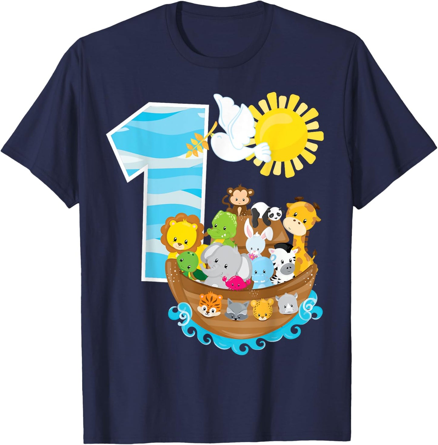 Noah's Ark Birthday Party 1st Birthday 1 Year Old Toddler T-Shirt - T-Shirt | Navy