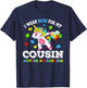 I Wear Blue For My Cousin Autism Dab Unicorn Puzzle Piece T-Shirt - T-Shirt | Navy