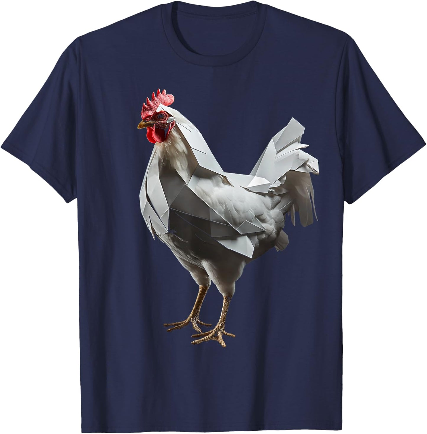 Chicken Art Polygon Animal Graphic Chicken T-Shirt - T-Shirt | Navy