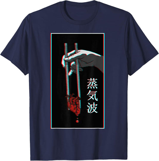 Aesthetic Vaporwave Japanese Futurism Anime Retro Hentai Small T-Shirt - T-Shirt | Navy