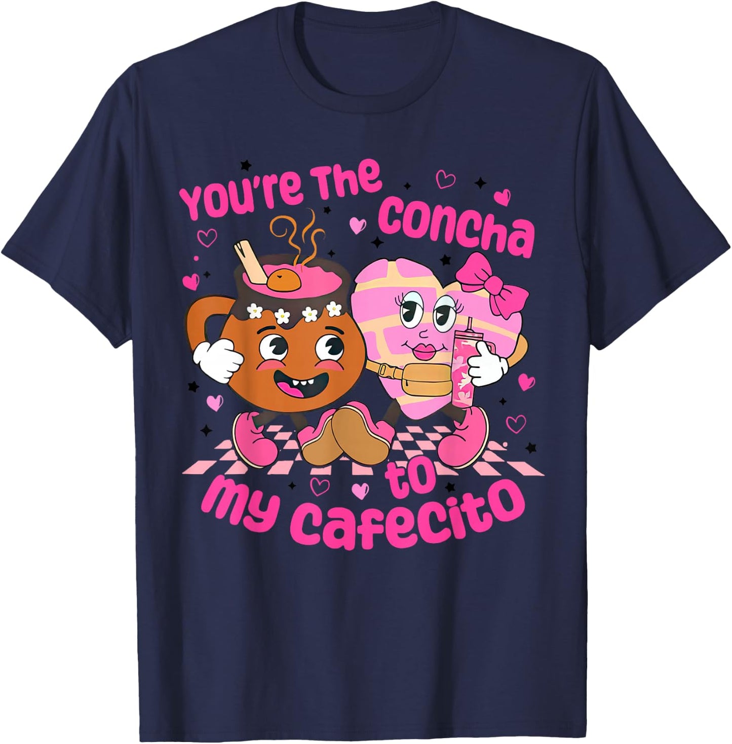 You're The Concha to My Cafecito Heart Mexican Valentine T-Shirt - T-Shirt | Navy