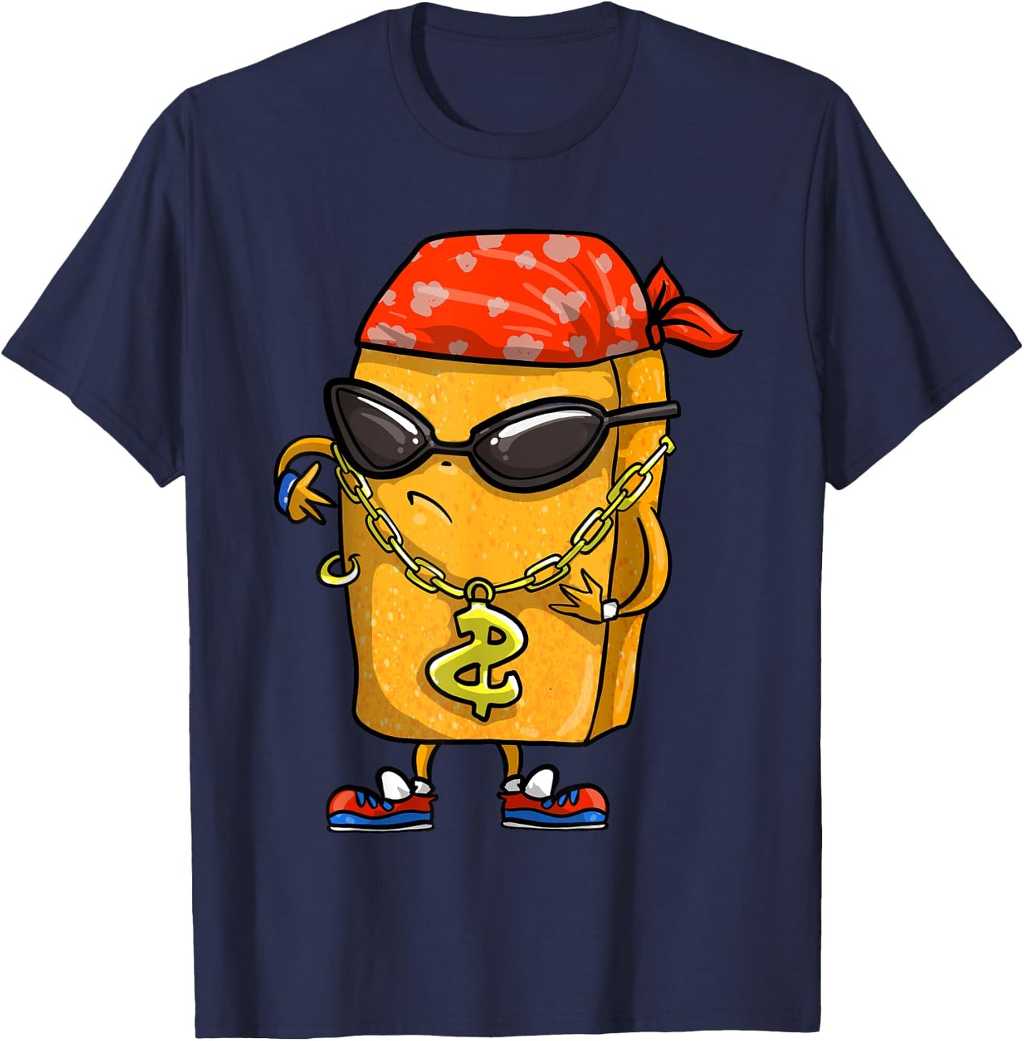 Funny Chicken Nugget Gift Kids Cool Gangster Nug Life T-Shirt - T-Shirt | Navy