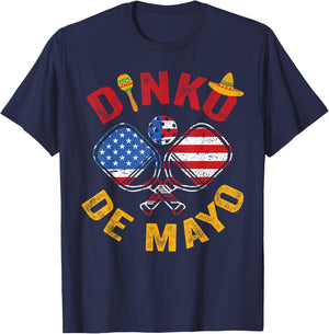 US Flag Cinco De Mayo Pickleball Dinking Dinko De Mayo T-Shirt - T-Shirt | Navy
