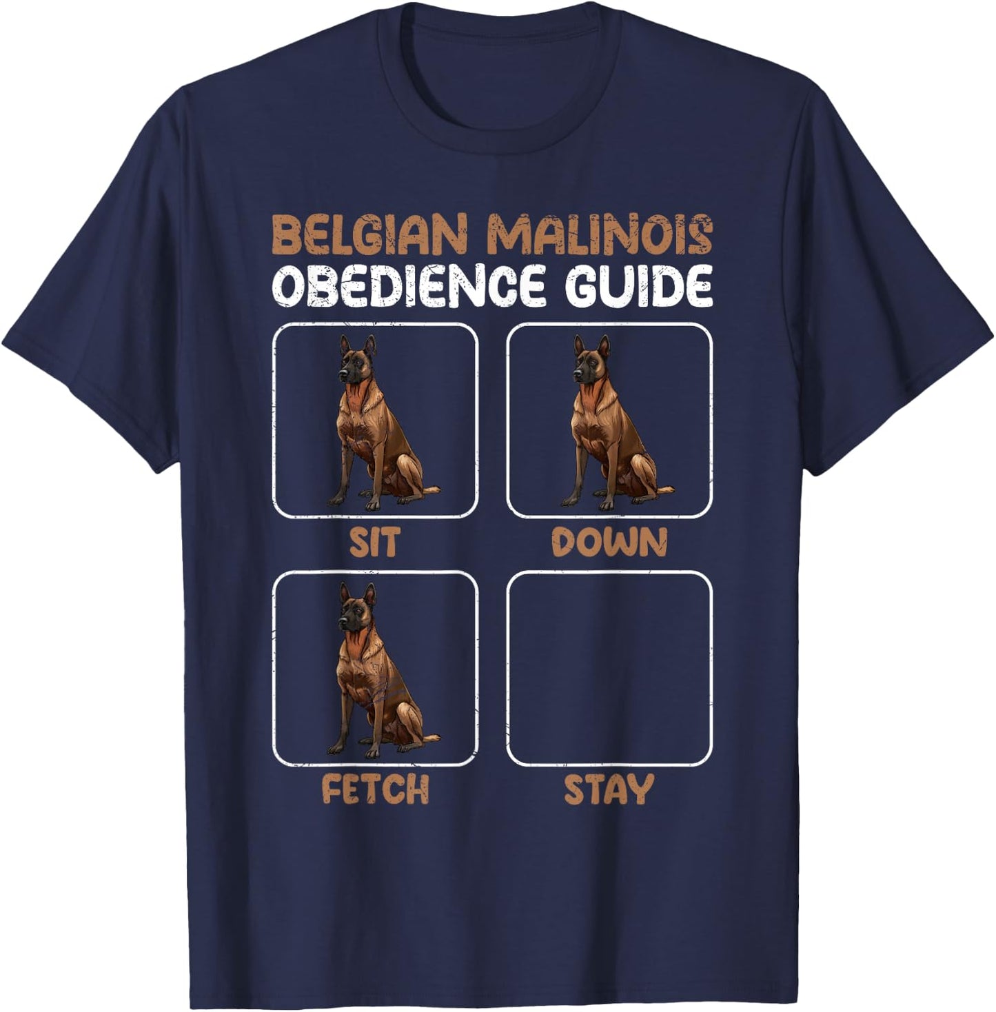 BELGIAN MALINOIS OBEDIENCE GUIDE Funny Malinois T-Shirt - T-Shirt | Navy