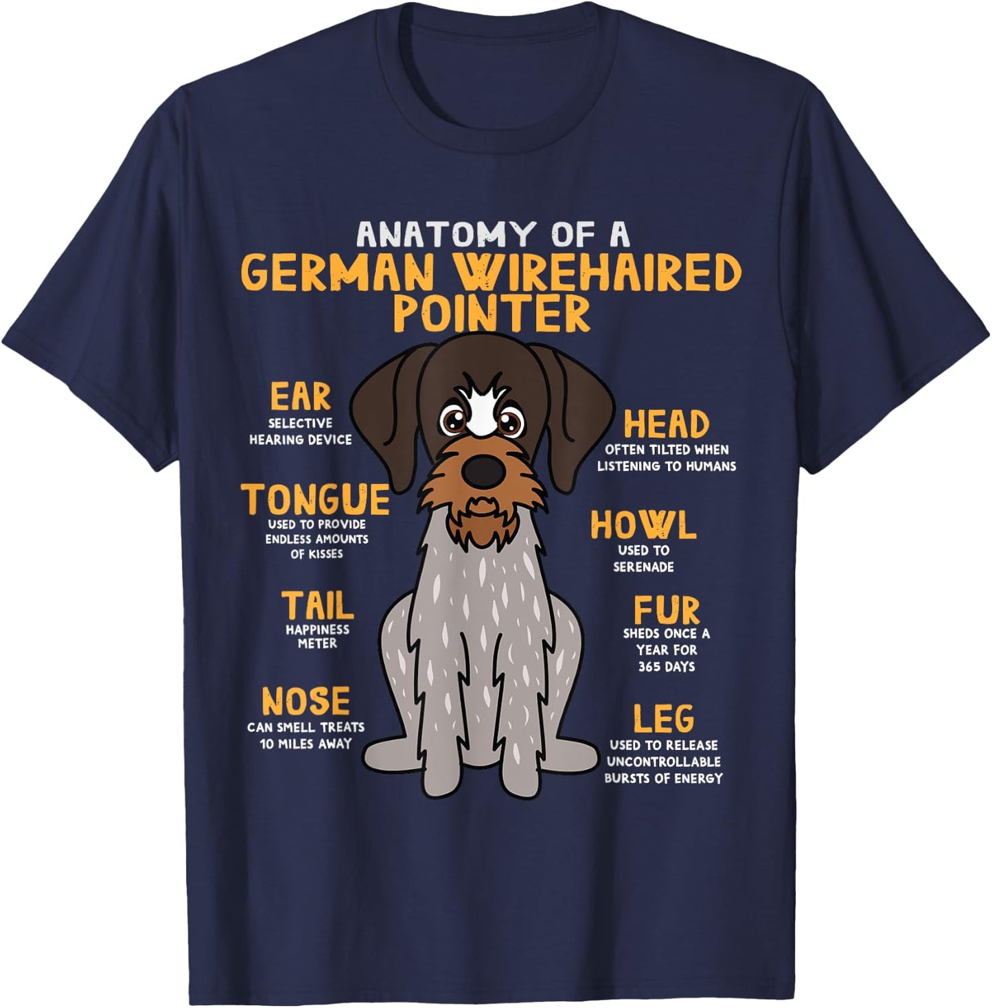 Deutscher Wirehaired Zeiger-lustige Geschenke Co German Wirehaired Pointer Anatomy Funny Dog Mom T-Shirt - T-Shirt | Navy