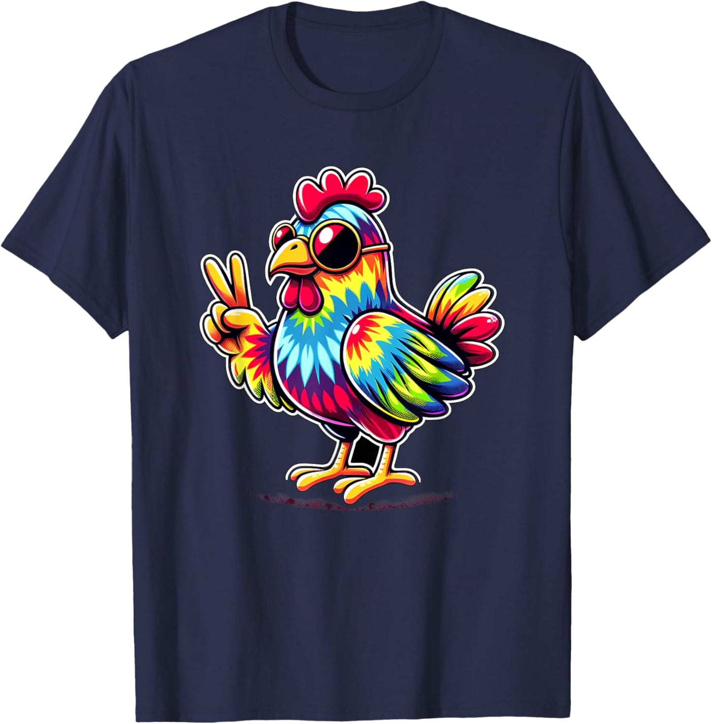 Peace Sign Tie Dye Chicken T-Shirt - T-Shirt | Navy