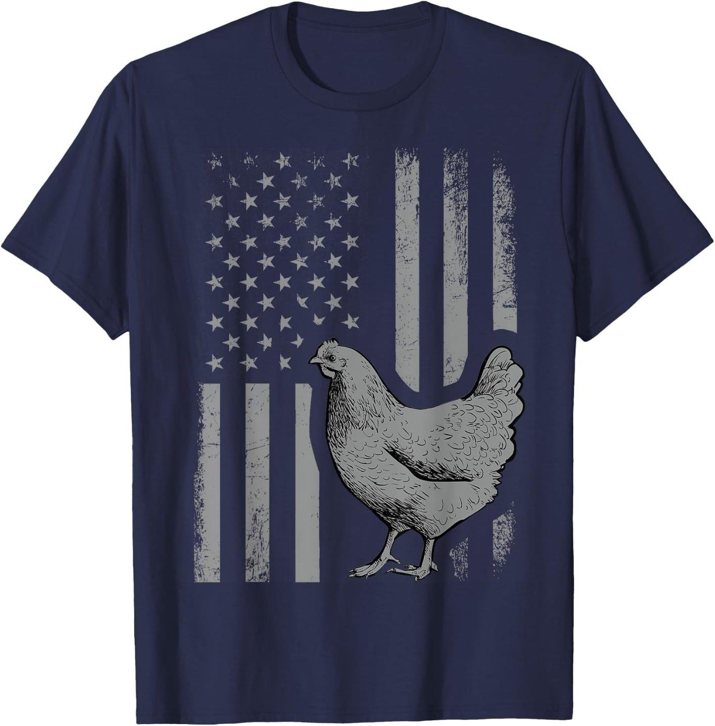 American Flag Chicken Lover Gift Patriotic Flag Gift Men T-Shirt - T-Shirt | Navy