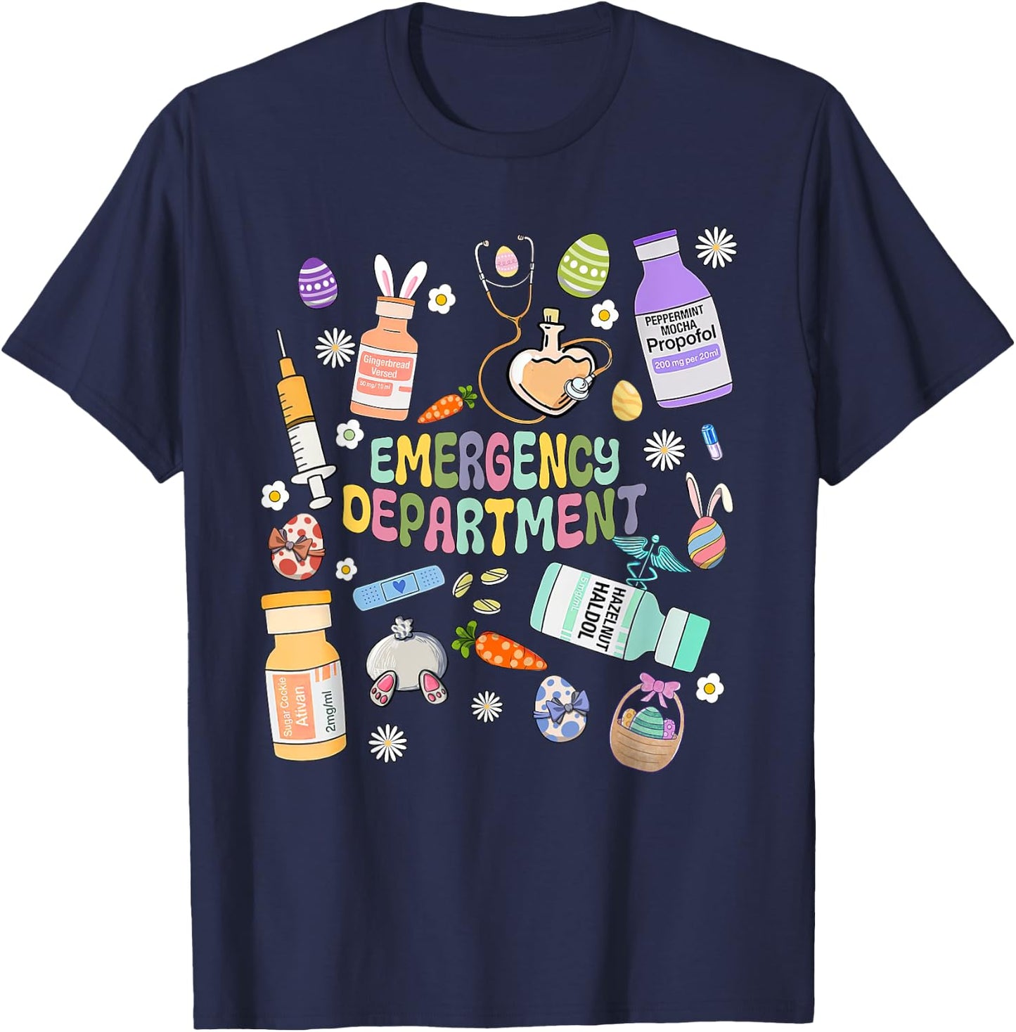 ER Easter Nurse Crew Easter Day Emergency Room Nurses Bunny T-Shirt - T-Shirt | Navy