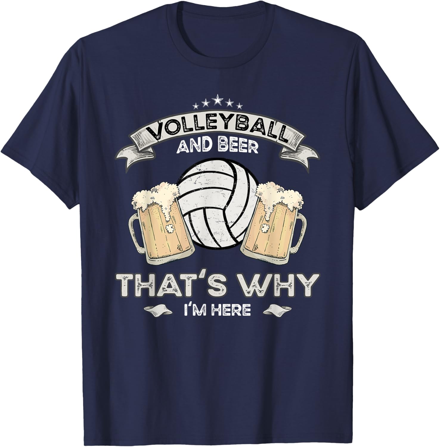 Funny Volleyball Quotes Beer Jokes Party Favors T-Shirt - T-Shirt | Navy