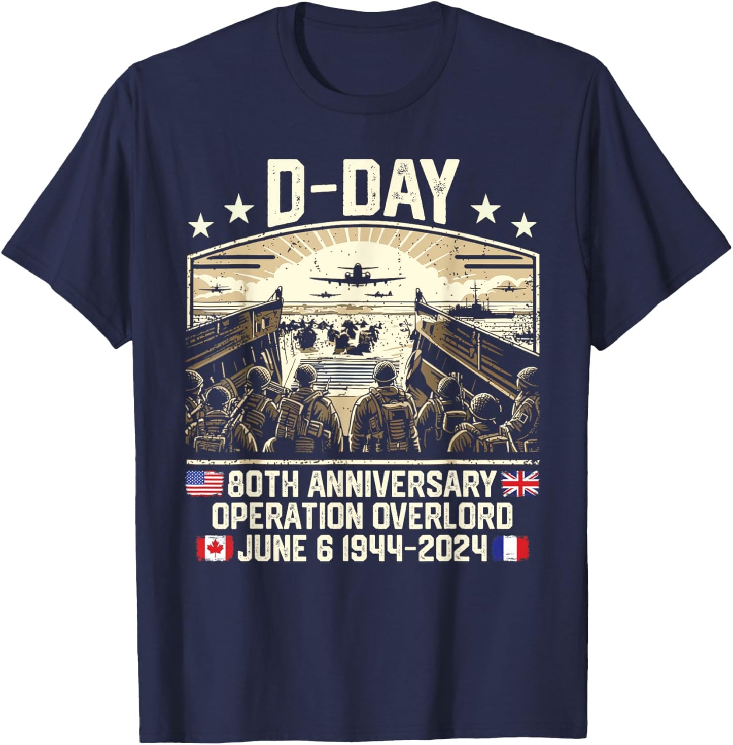 Operation Overlord 1944 D-Day 2024 80th Anniversary Normandy T-Shirt - T-Shirt | Navy