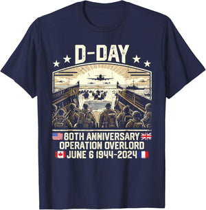 Operation Overlord 1944 D-Day 2024 80th Anniversary Normandy T-Shirt - T-Shirt | Navy
