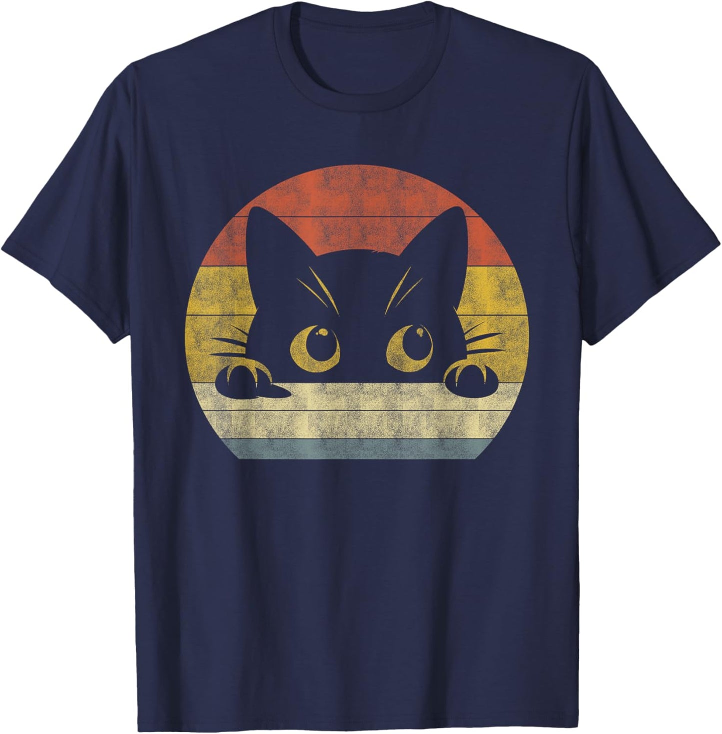 Cute Cat Shirt Retro Cat Owner Funny Cat Lovers Women Kids T-Shirt - T-Shirt | Navy