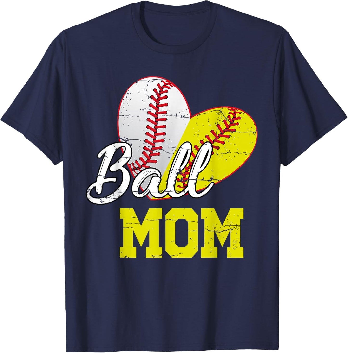 Funny Ball Mom Softball Baseball Gifts Mothers Day T-Shirt - T-Shirt | Navy