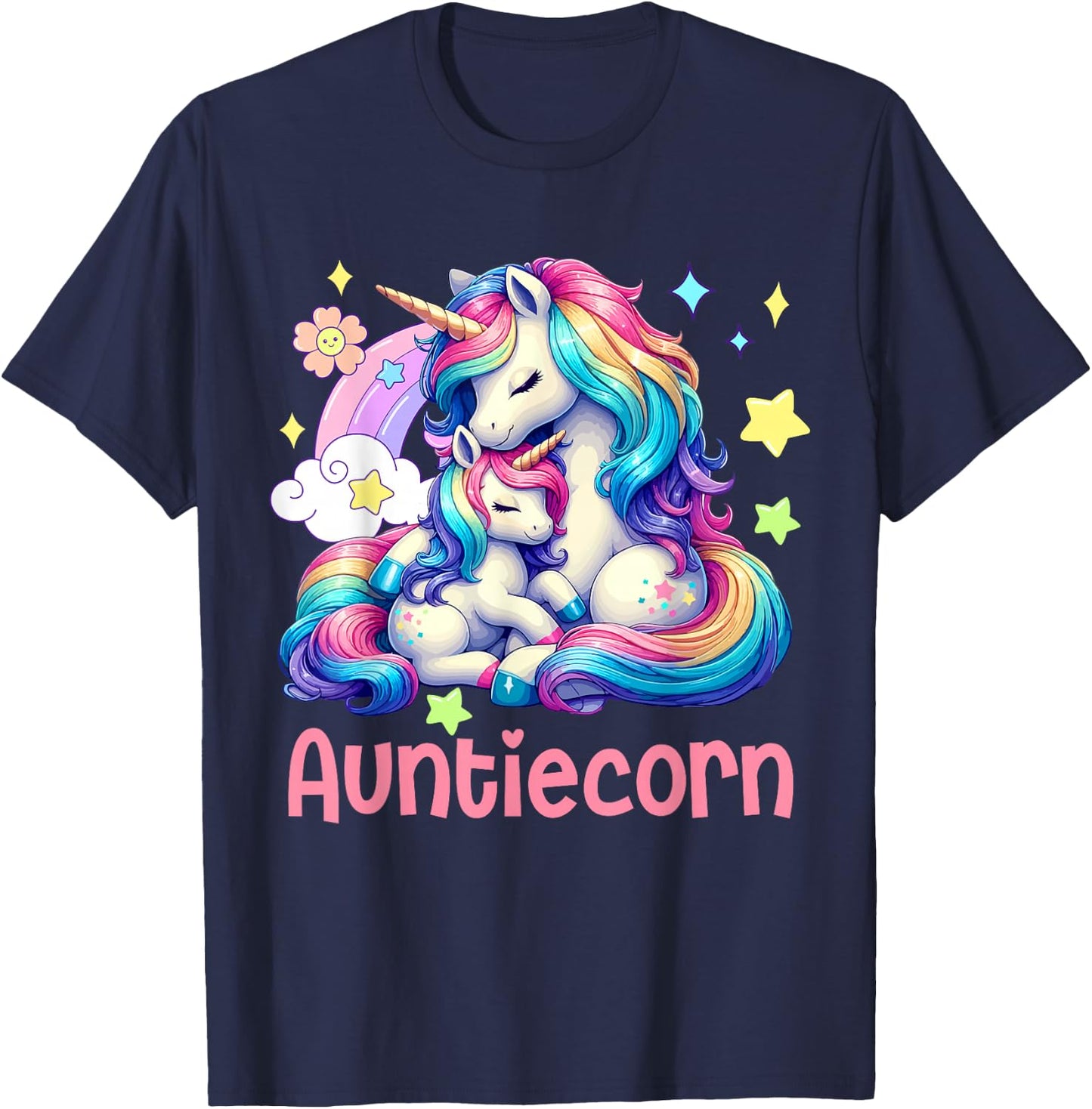 Auntiecorn Mother's Day Auntie Costume Unicorns Lover Family T-Shirt - T-Shirt | Navy