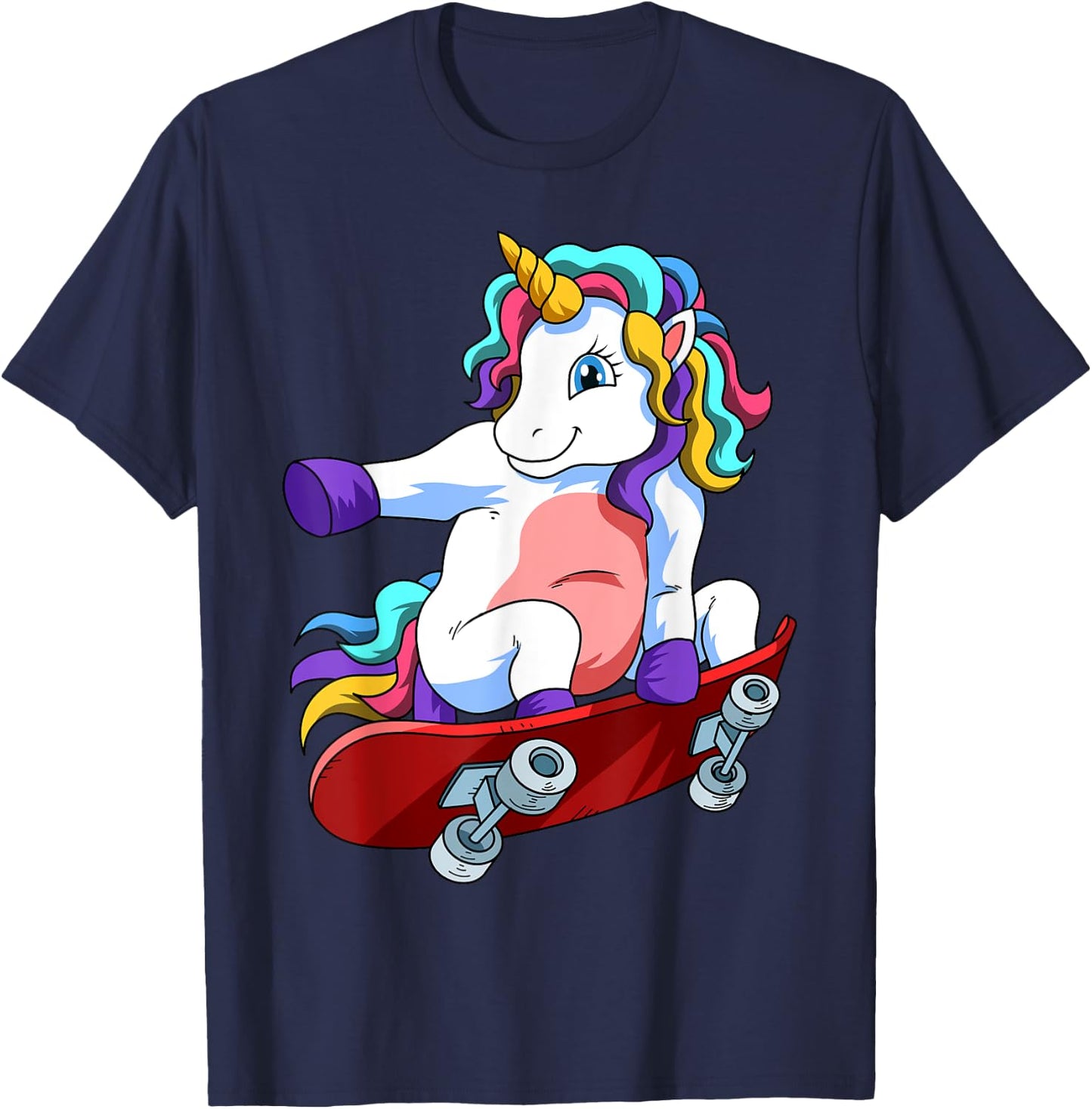 Skateboard Unicorn Lover Skateboarder Skateboarding Skate T-Shirt - T-Shirt | Navy