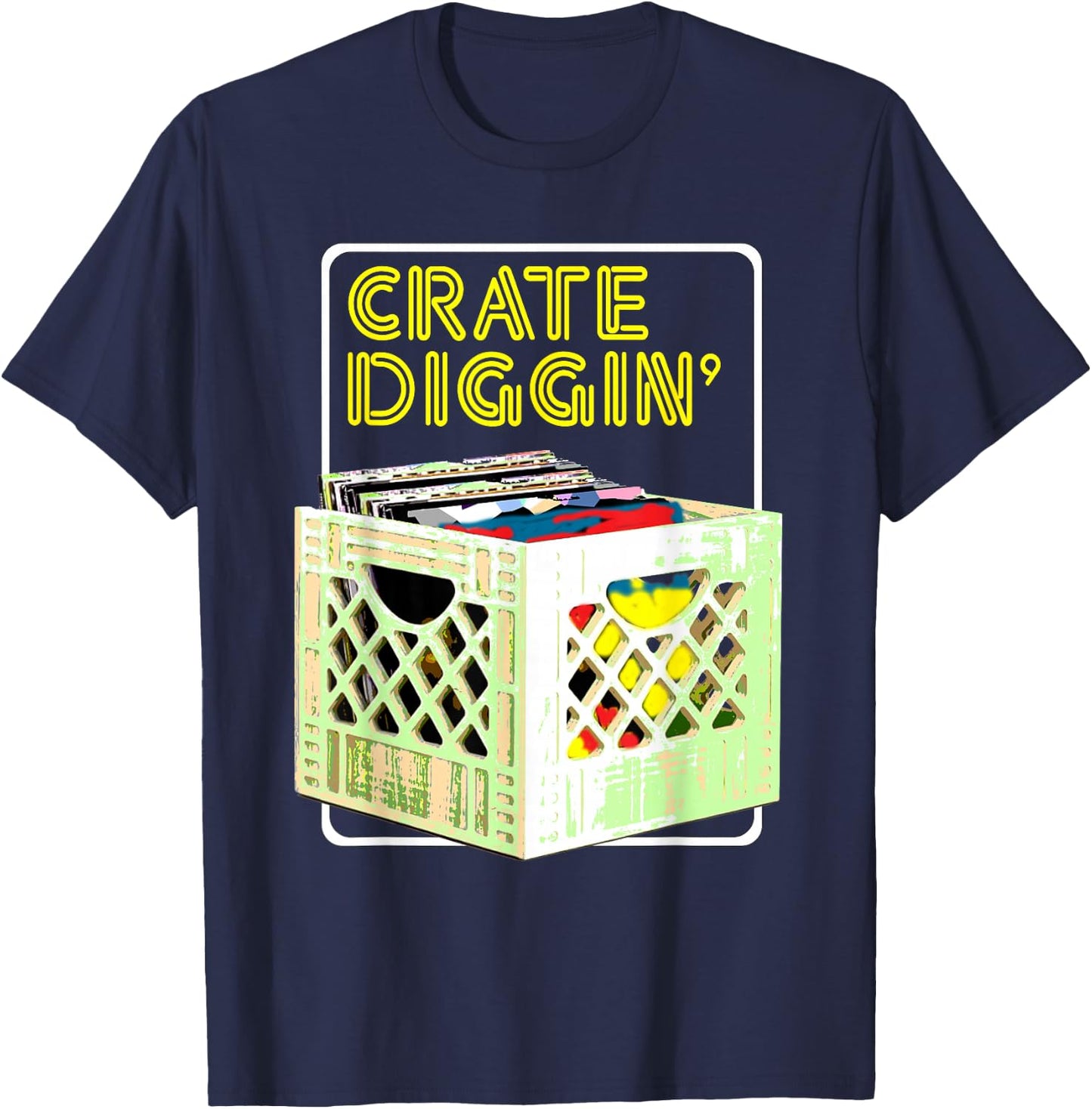 Old School DJ Hip Hop Retro Vinyl Collector Vintage Graphic T-Shirt - T-Shirt | Navy