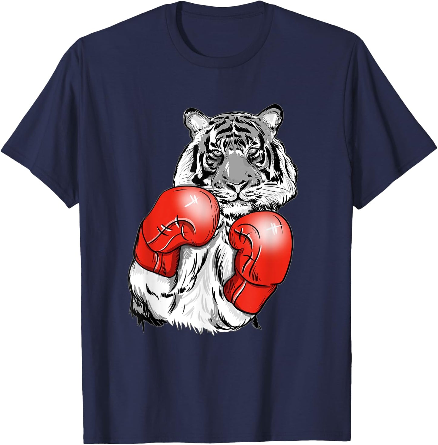 Funny Boxing Tiger With Red Gloves Kids Adults T-Shirt - T-Shirt | Navy
