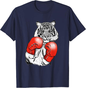 Funny Boxing Tiger With Red Gloves Kids Adults T-Shirt - T-Shirt | Navy