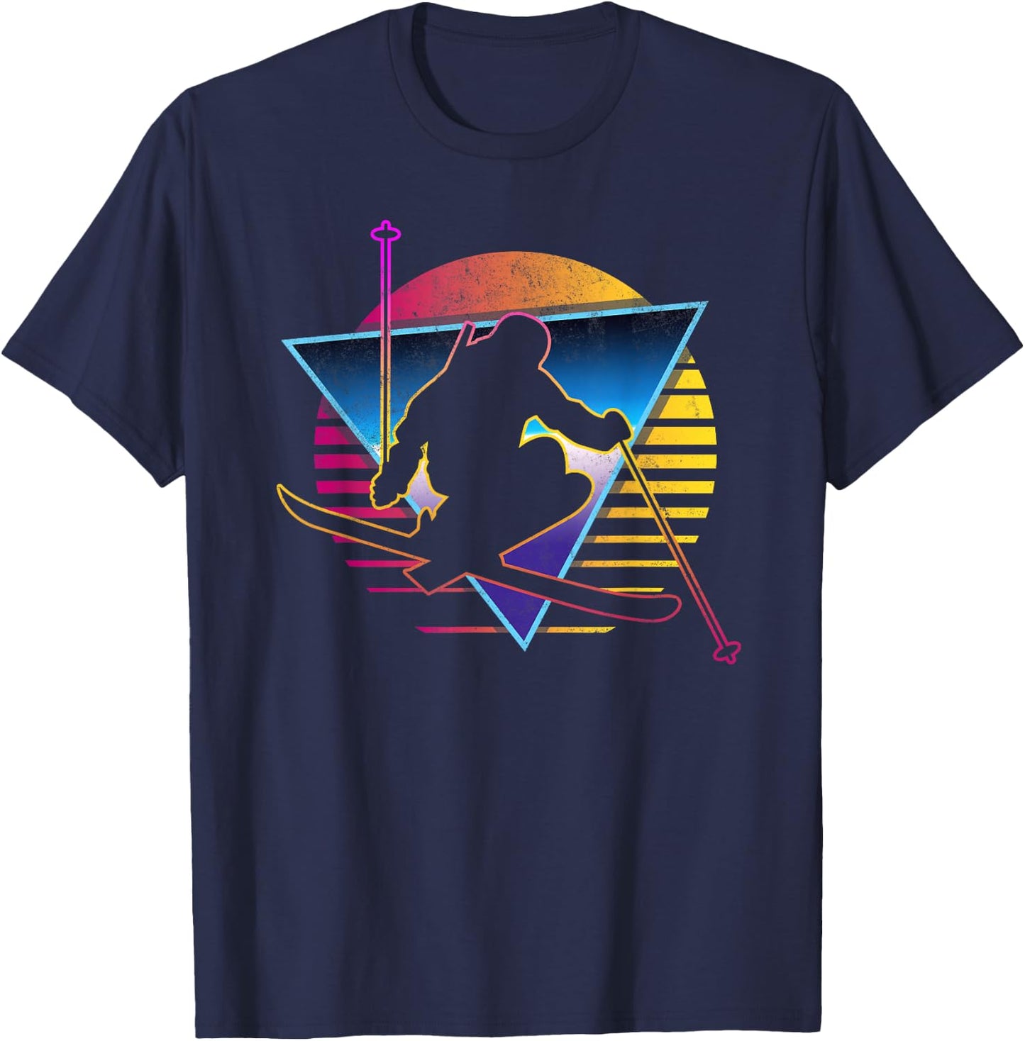Retro Vintage 80s Ski T-Shirt - T-Shirt | Navy