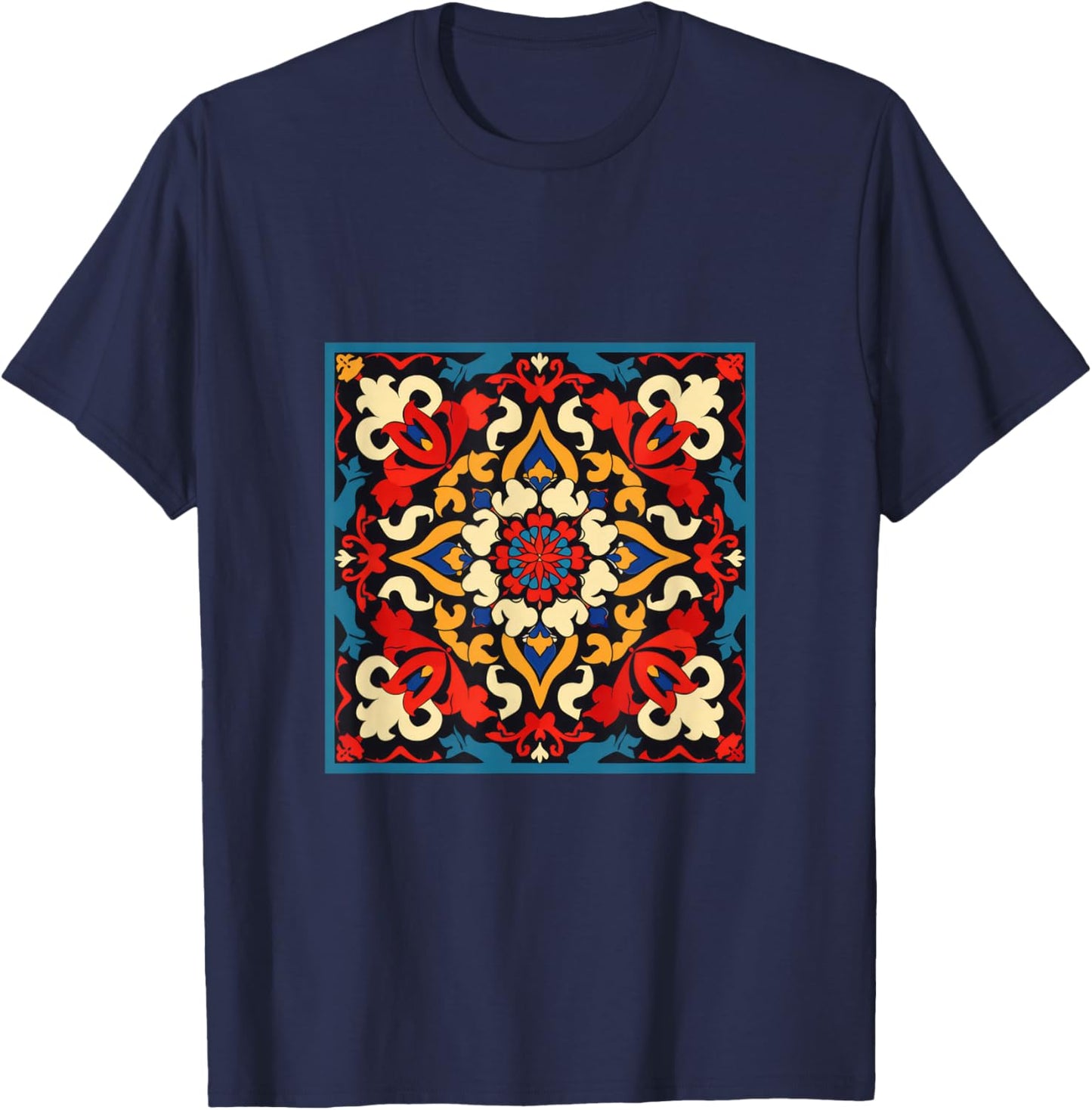 Traditional Kazakh Pattern T-Shirt - T-Shirt | Navy