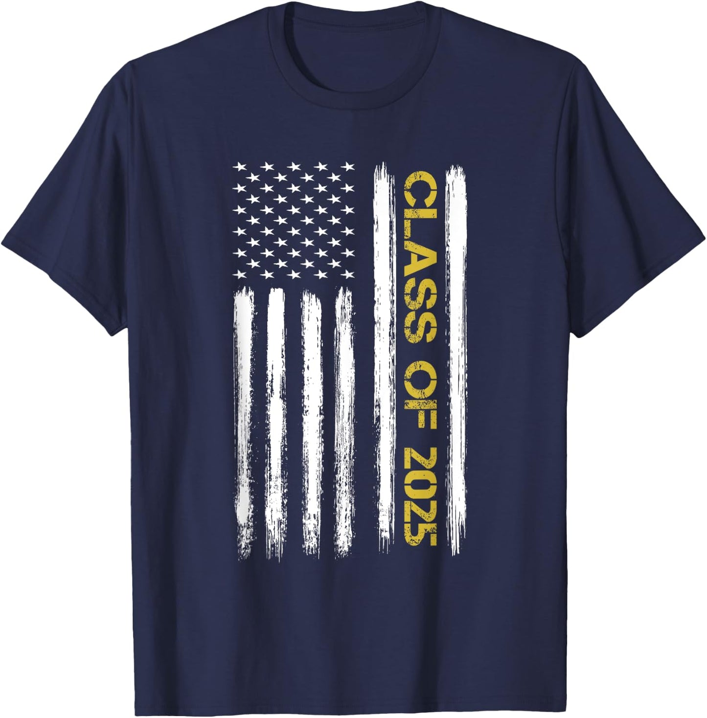 Class of 2025 Senior Patriotic American Flag Graduation Gift T-Shirt - T-Shirt | Navy