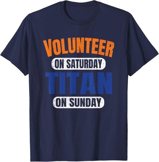 Volunteer on Saturday Titan on Sunday Nashville Vintage T-Shirt - T-Shirt | Navy