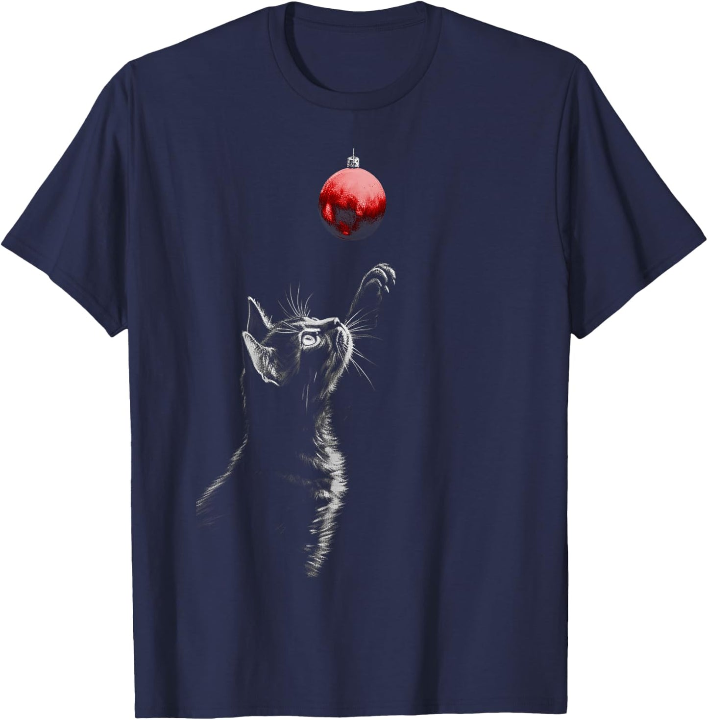 Cat Christmas Baubles Cat Lover Xmas Women Men Kids T-Shirt - T-Shirt | Navy