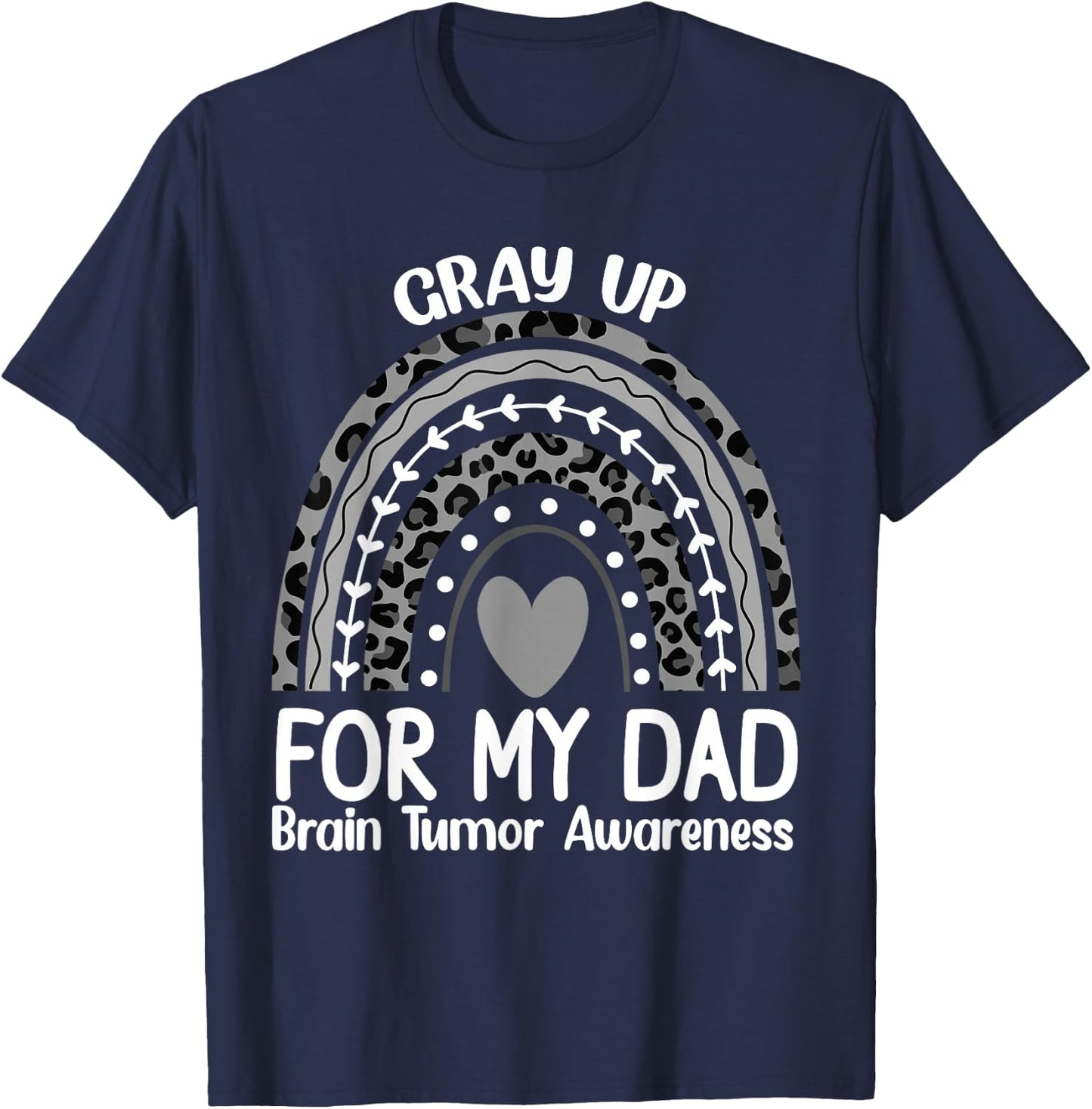 In May We Wear Gray for dad Brain Cancer Awareness Brain T-Shirt - T-Shirt | Navy