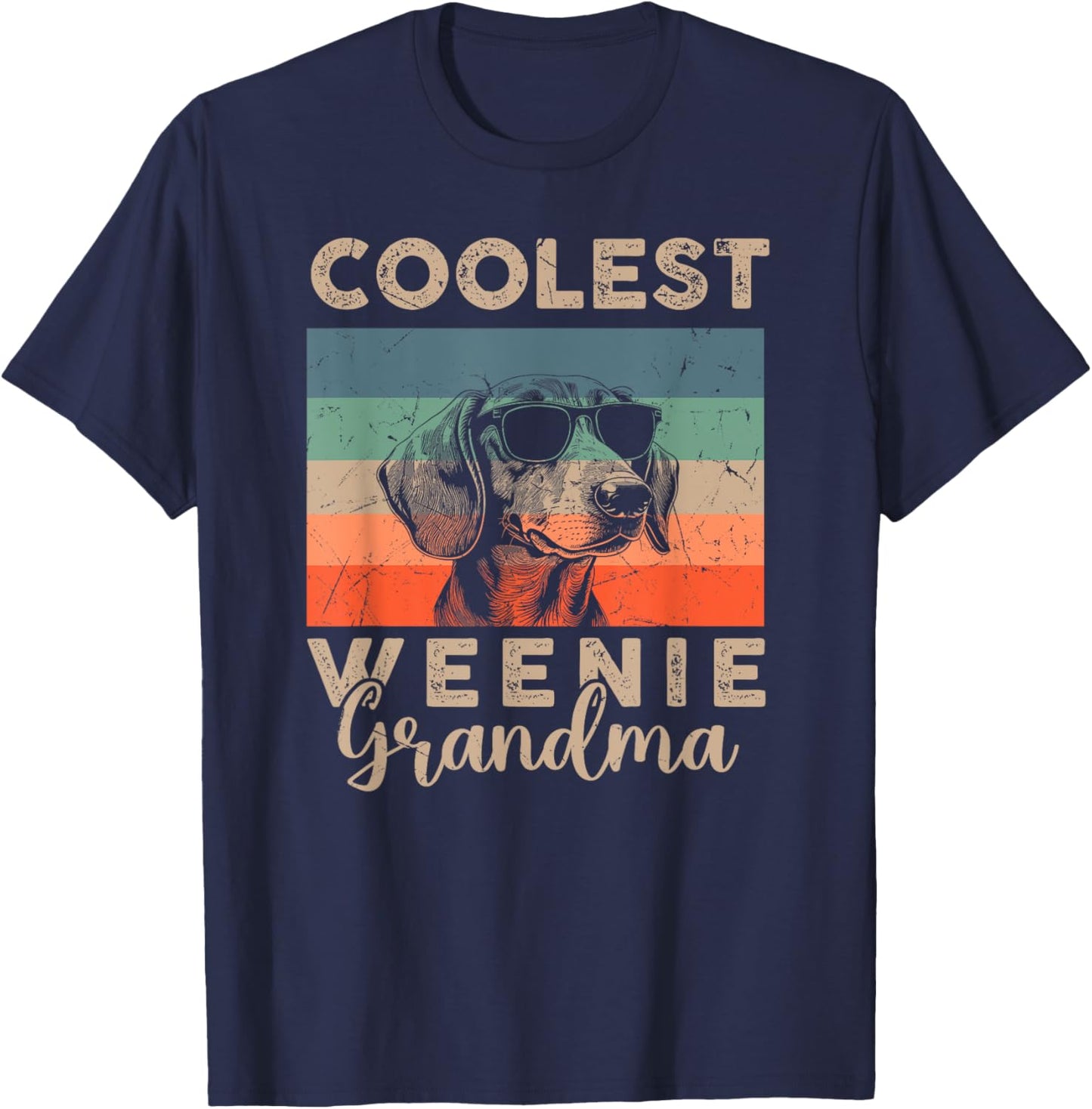 Vintage Weenie Coolest Grandma Gifts Funny Dog Pet T-Shirt - T-Shirt | Navy